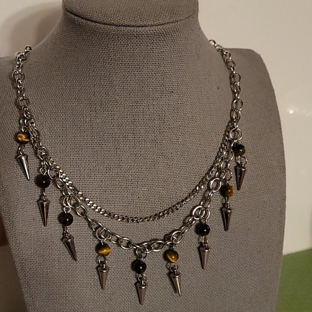 South African Tiger Eye Drop Charm Necklace